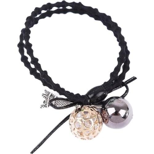 1PCS Gold Hollow Ball Elastic Hair Bands For Girls Bohemian Headband Scrunchy Korean Fashion Kids Hair Accessories For Women