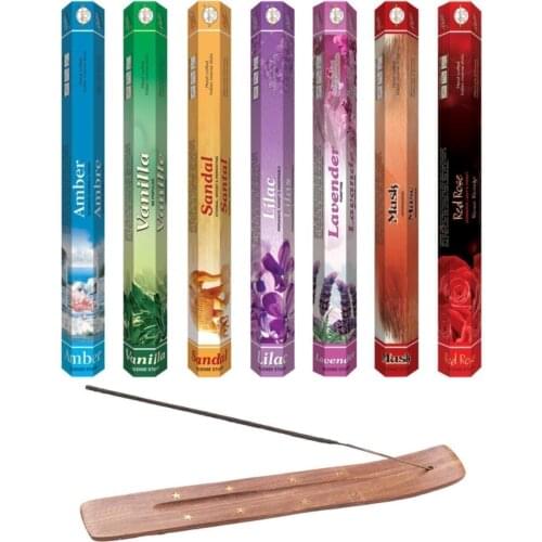 140 pcs Incense (Amber, Vanilla, Sandalwood, Lilac, Lavender, Musk, red Rose Incense Boat