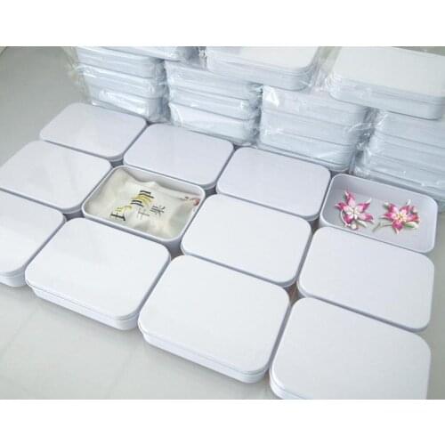 200Pcs/Lot Free DHL/Fedex Shipping 110*80*25mm Rectangle white tea tin box mint pill candy jewelry storage box SN1979