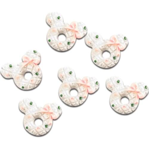 20Pcs White Mouse Resin Decoration Crafts Kawaii Bead Flatback Cabochon Scrapbook DIY Accessories Buttons