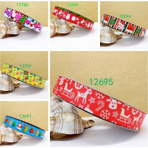 Free shipping 50 yard per size christmas ribbon printed grosgrain ribbon 12695