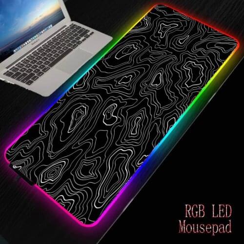 MRGBEST Black Background Locking Large RGB LED Mouse Pad Waterproof Game Desk Mousepad Keyboard Mat for Warcraft Dota LOL