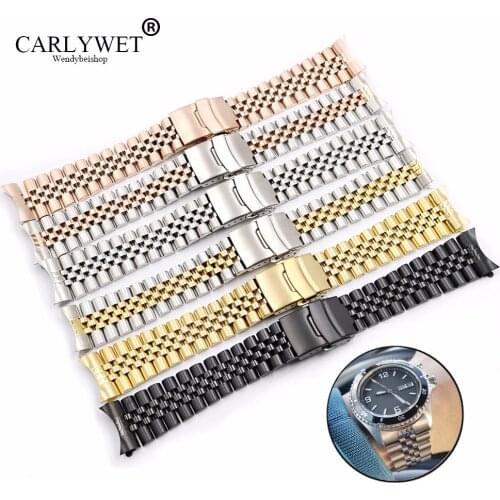 CARLYWET Wholesale 19 20 22mm Hollow Curved End Solid Screw Links Replacement Jubilee Bracelet Watch Band Strap For Dayjust