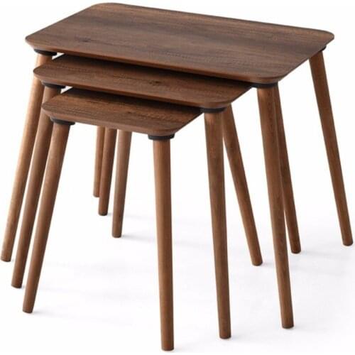 Agm Wooden Pergamon 3-Set Nesting Table Dark Walnut Wooden Leg Beech Wood Hygienic Surface Free Fast Shipping From turkey