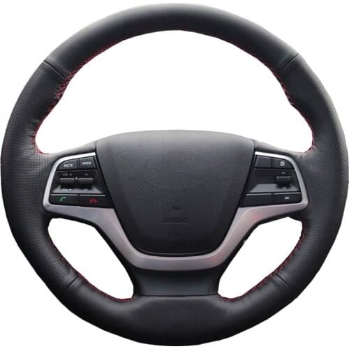 DIY Genuine Leather Car Steering Wheel Cover For Hyundai Elantra 4 2016 2017 Solaris 2017 Accent 2018/ Protect Steering-wheel