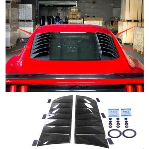 2pcs/1Set High Quality ABS black & Carbon Material Rear Windshield Louver Frame Molding Trim Cover For Ford Mustang 2015-2020