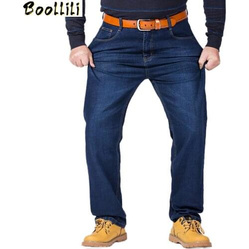 Classic Jeans For Men Spring Autumn Big Size Male High Quality Elastic Blue Denim Pants Straight Stretch Baggy Trousers 44 46 48