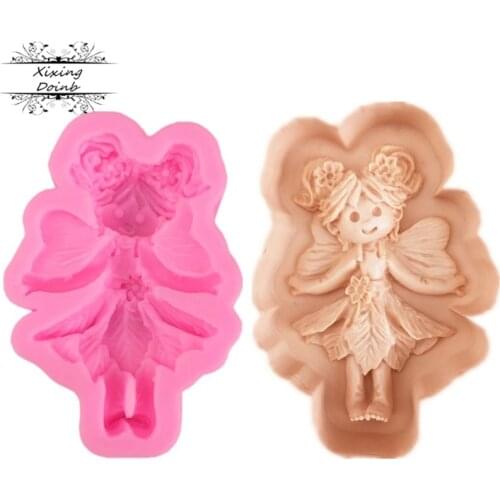 Flower Fairy Angel Silicone Mold Gumpaste Chocolate Clay Candy Molds Fondant Cake Decorating Tools DIY Baking Moulds
