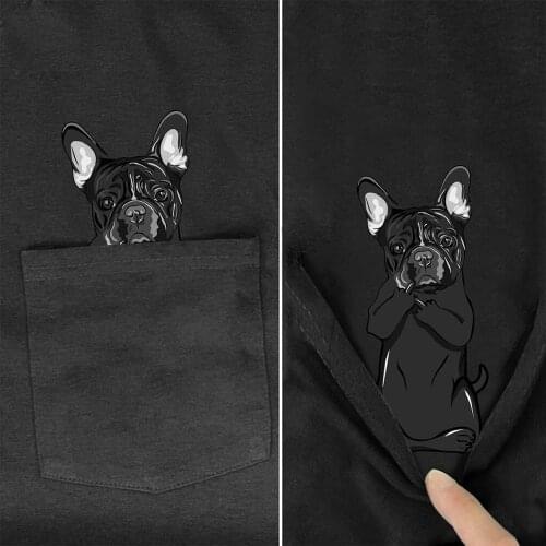 Cotton T-Shirt Fashion Summer Middle Hand Pocket Pug T-shirt Men for Women Shirts Hip Hop Tops Funny Cotton Tees