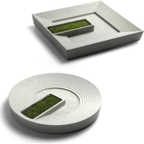 HP0038/HP0039 Round&squre Terraced Field Molds DIY Silicone Dish Molds Craft Handmade Concrete Cement Mould Storage Mold Desk De