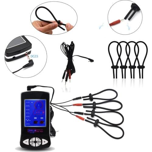 SM Play Electro Shock Penis Ring Sex Toys Electric Cable Adjust Cock Rings Stimulation Medical Themed Sex Toys For Adult Games