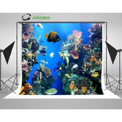 Colorful Aquarium Fish Tank Colorful Fishes backdrop polyester or Vinyl cloth High quality Computer print wall Background