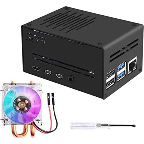 For Raspberry Pi 4 Metal Case with Fan, fpr Raspberry Pi Low-Profile CPU Cooler, Horizontal Ice Tower Cooler