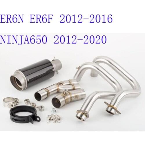 Motorcycle modified exhaust pipe muffler full system escape for ER6N ER6F 2012-2016 Z650 2012-2020