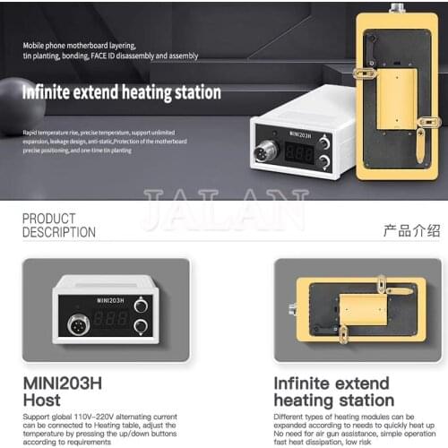 WL MINI 203H Motherboard Repair Heating Table X XS MAX 11 11pro Max CPU Glue Remove Mainboard Reballing Planting Platform
