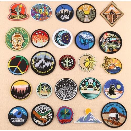 New Fashion Round Cartoon Comic Landscape Embroidery Patch DIY High-end Shoes Hats Bags Clothing Accessories Patch