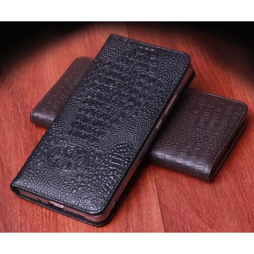 2018 New Luxury Genuine Cow Leather Case for Lenovo Z5 Business Flip Phone Cover Accessories Crocodile Grain Fundas Skin capa