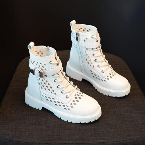 Martin Boots Female Breathable Boots British mesh cut out boots