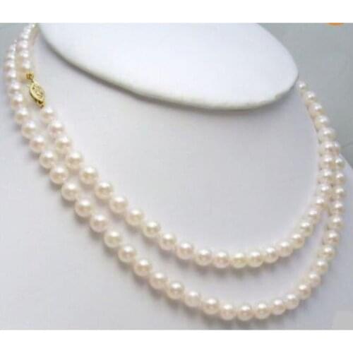 7-8MM AA WHITE JAPANESE AKOYA PEARL NECKLACE 32"