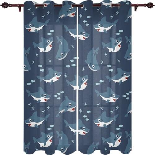 Underwater World Cartoon Whale Windows Curtains Living Room Bedroom Kitchen Curtains For Children Drapes