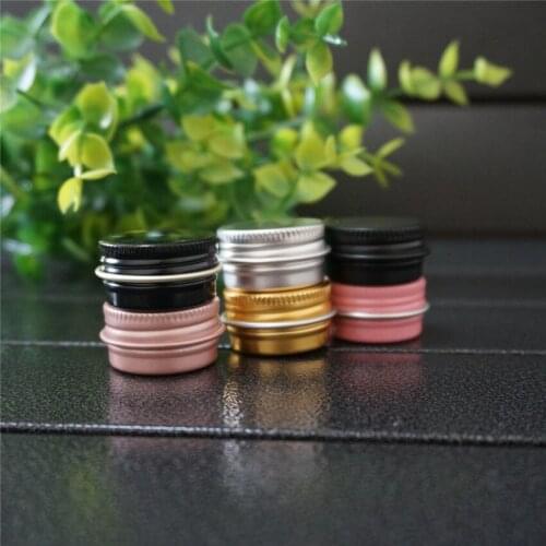 5g gold pink empty round aluminum box metal tin cans cosmetic cream DIY refillable jar tea 5ml Bright/Matte black Aluminum Pot