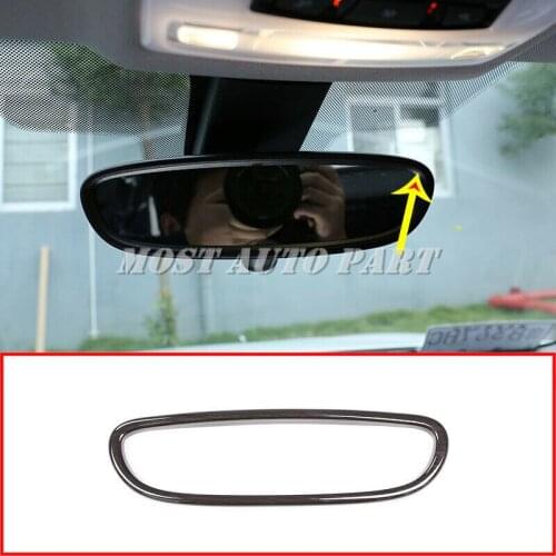 ABS Plastic Black Ash Wood Grain Interior Rearview Mirror Frame Cover Trim For BMW X1 F48 2016-2019 1pcs Car Decoration Car Trim