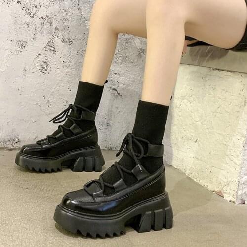 Thick-soled breathable socks boots British style Martin boots womens tide ins cool spring and autumn handsome slope heel boots