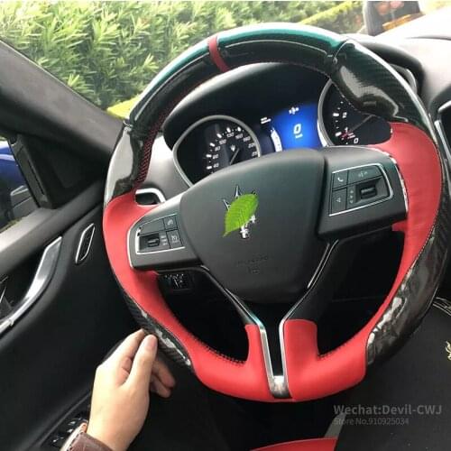 DIY suede hand sewn leather steering wheel cover for Maserati Levante quattroporte Ghibli GT Premium leather Grip Cover