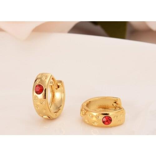 Luxury Lovely Kid Baby Little Girls Jewellery Security Safety CZ Princess Round Gold Color Huggies hoop earrings Jewelry gifts