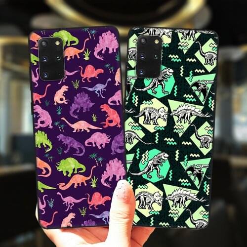 Cute Cartoon Dinosaur Baby Black Phone Case For Samsung Galaxy S20 FE S21 Ultra S10 Lite S9 S8 Plus S7 Edge S10E Silicone Cover