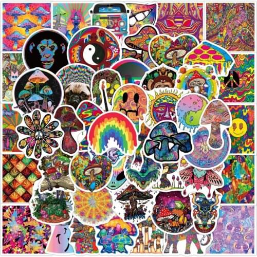 10/30/50PCS Psychedelic Style Graffiti Stickers Skateboard Guitar Laptop Motorcycle Travel Luggage Classic Cool Decal Sticker