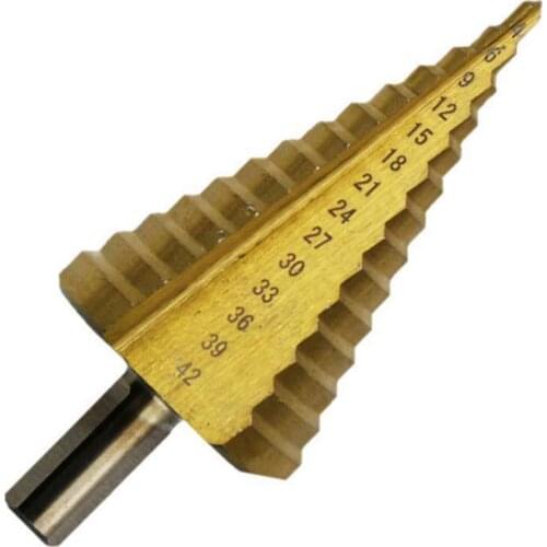 Step Drilling Titanium Coated Cone Bit Holes Cutter Power Tool HSS 4-42mm