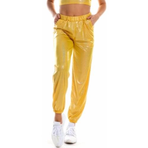 Street hip-hop sports pants women Shiny Womens loose trousers