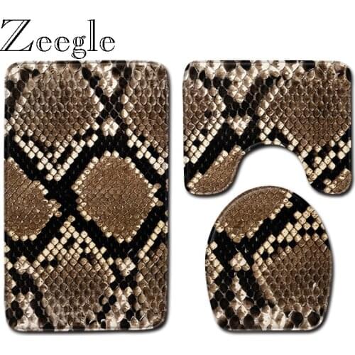 Zeegle Printed Strip 3Pcs Bath Mat Absorption Foot Mat Toilet Entrance Mat Doormat Non Slip Bathroom Mat Set Bathroom Toilet Rug