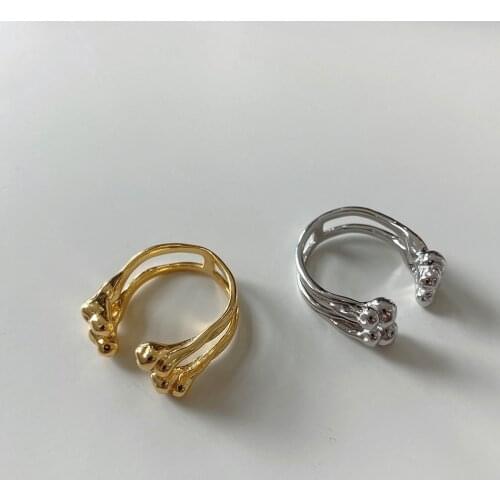 925 sterling silver ring simple fashion wild fashion jewelry special texture double row open ring female