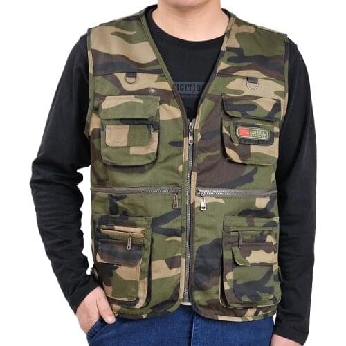 Vest men Outerwear military Camouflage waistcoat Multi-pocket short style Durable colete Asian size