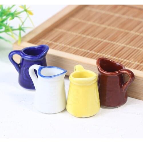 1Pc 1:12 DollHouse Miniature Ceramic Pots Cans Seasoning Jar Soy Sauce Vinegar Bottle Set Furniture Toys Dollhouse Accessories
