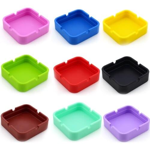 10Pcs Silicone Tobacco Ashtray Square Smoking Ash Tray Holder Foldable Soft Cenicero Herb Cigarette Accessories Weed Posacenere