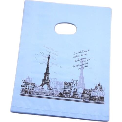 100pcs/lot 20*25cm Luxury European Eiffel Tower Plastic Gift Packaging Bags Sacchetti Regalo For Christmas