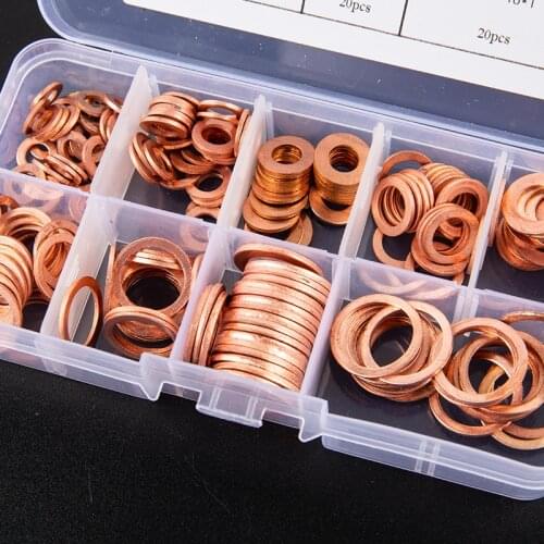 200Pcs Copper Sealing Solid Gasket Washer Sump Plug Oil For Boat Crush Flat Seal Ring Tool Hardware Accessories