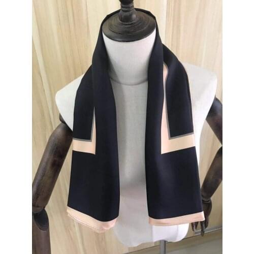 2021 new arrival winter spring classic black 100% pure silk scarf twill hand made roll 90*90 cm shawl wrap for women lady