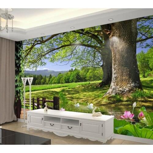3d wallpaper for room Natural landscape tree pond 3D background wall photo wall murals wallpaper custom 3d wallpaper