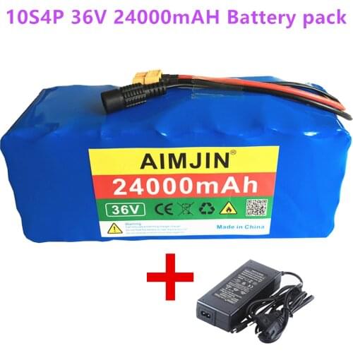 10S4P 36V 24Ah Battery Pack 500W High Power Battery For Ebike Electric Bicycle 42V 24000mAh BMS With Charger