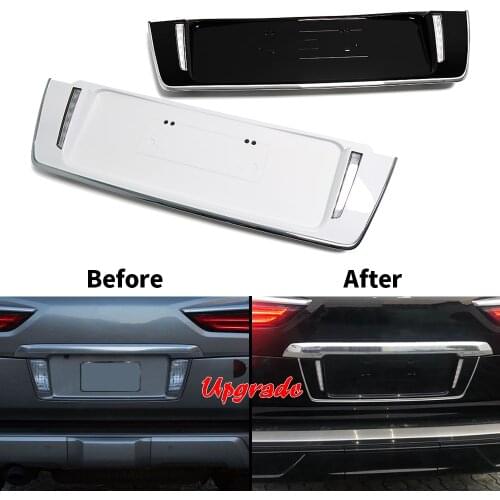 White & Black Car Rear Trunk Tailgate License Frame LED Lamp Braking Light Cover Trim For Lexus LX 570 LX570 2016-2019