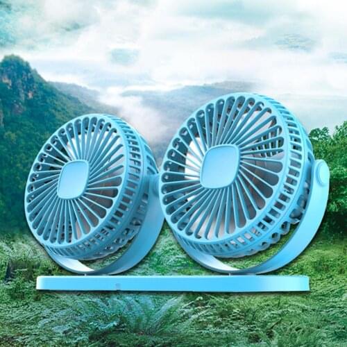 Brushless Motor Double Head Fan USB Car Mute Portable Cooler Adjustable Auto Air Cooling Dual Head Fan Car Interior Accessories