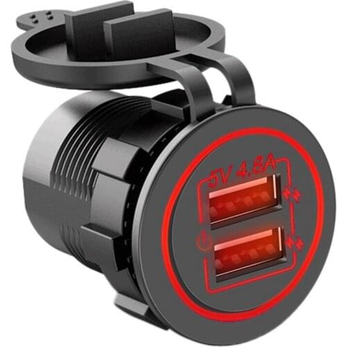Dual USB Socket Outlet Press Switch 5V 4.8A Fast Charge