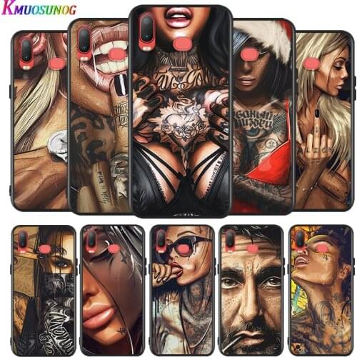 Tattoo women for Samsung Galaxy A9 A8 Star A750 A7 A6 A5 A3 Plus 2018 2017 2016 Silicone Black Phone Case Soft Cover