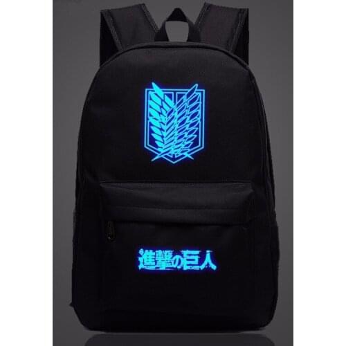 Fluorescent Luminous Anime Attack on Titan Boy Girl School bag Women Bagpack Teenagers Schoolbags Men Children Student Backpacks