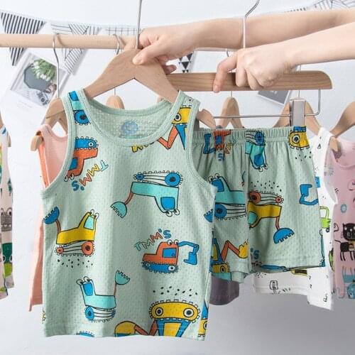 Cotton Vest Sets for Kids Boys and Girls Summer Children Clothing Suits Pajamas Toddler Girls Clothes for Boys Child Cotton Sets