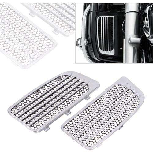 Chrome Motorcycle Radiator Grills With Mesh Screen for Harley Electra Glide Low Ultra Limited FLHTKL